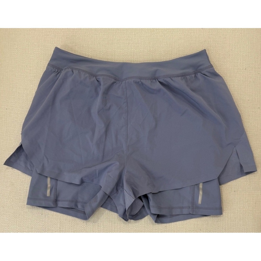 Old Navy StretchTech Shorts Womens L 2-in-1 Running Quick Dry Blue Excellent